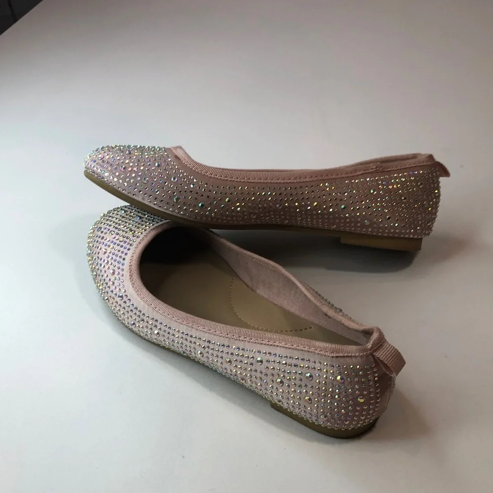 Elegant Pastel Pink Rhinestone Glitter Ballet Flats Cat & Jack size 1 EUC